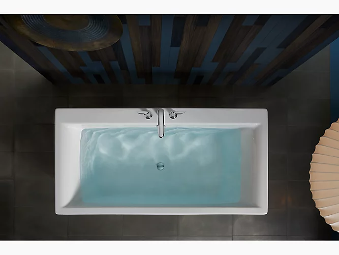 Stargaze®72" x 36" freestanding bath with straight shroud and center drain K-6366-0-1